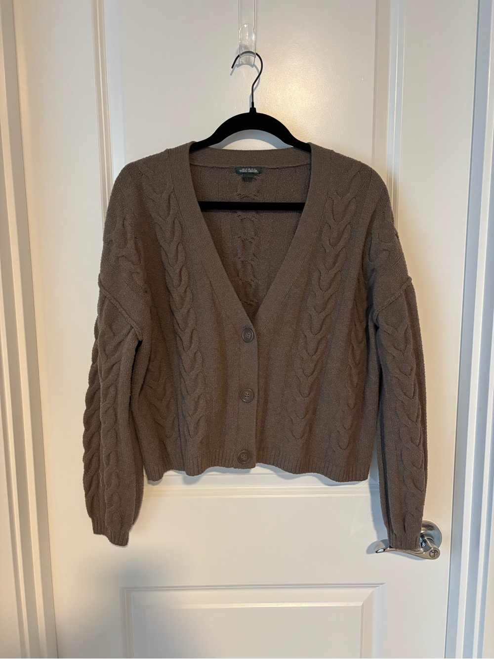 wild fable Brown Cable Knit Button-Front Cardigan